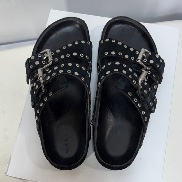 Isabel Marant Black suede Studded Sandals Lennyo: - Picture 8 of 13